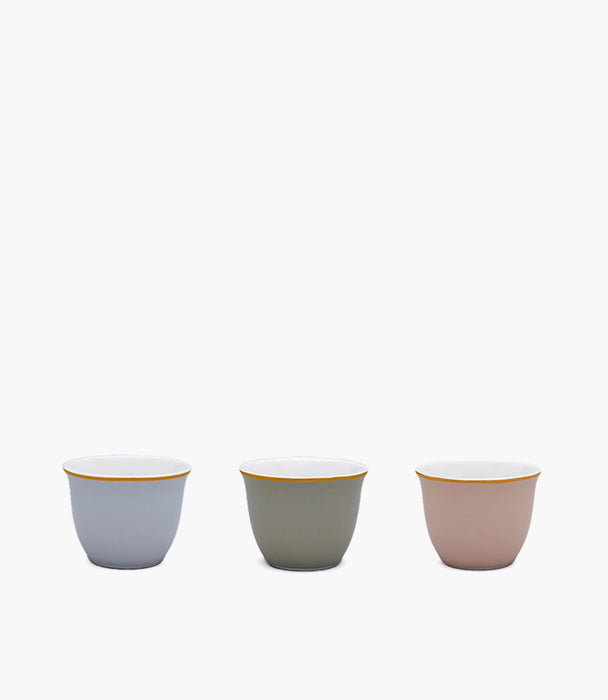 Amina Blue,Green,Sand Gold Coffee Cup Set/6 pcs 70mL