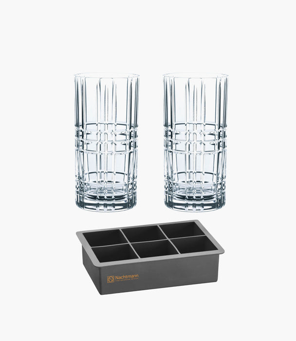 Square Set Longdrink glass & Ice Cube Set 3 Pcs