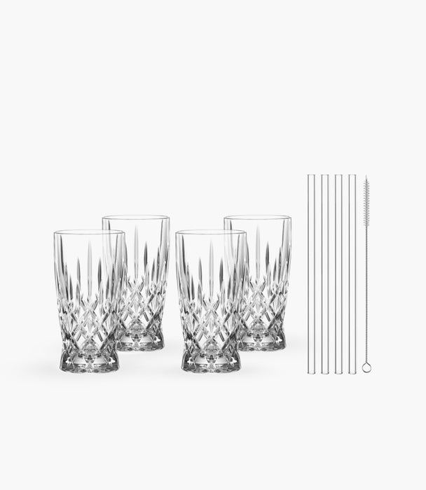 Noblesse Latte Macchiato Set of 4 with Glass Straws