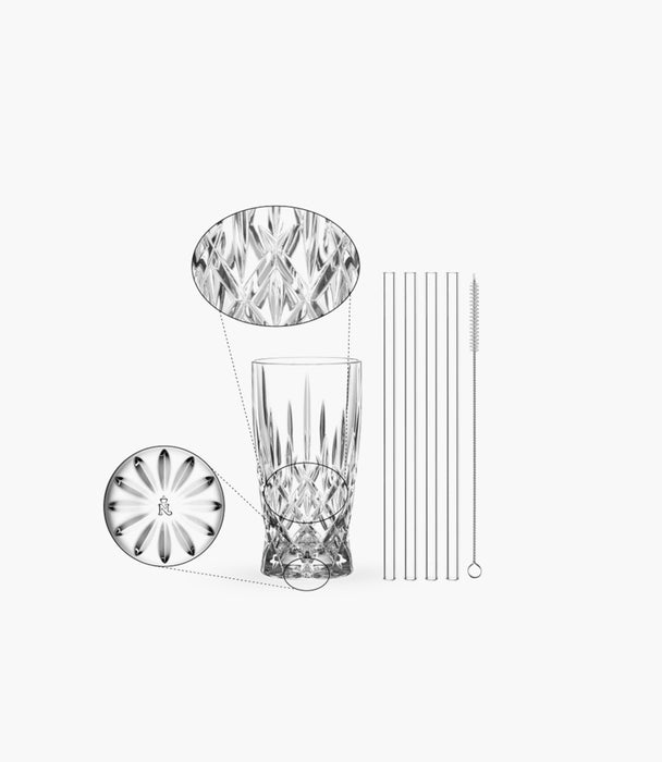 Noblesse Latte Macchiato Set of 4 with Glass Straws