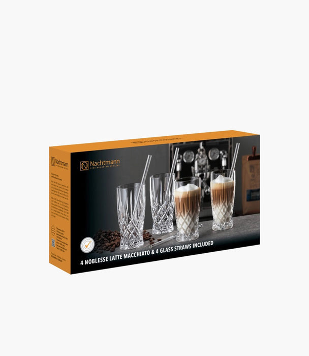 Noblesse Latte Macchiato Set of 4 with Glass Straws