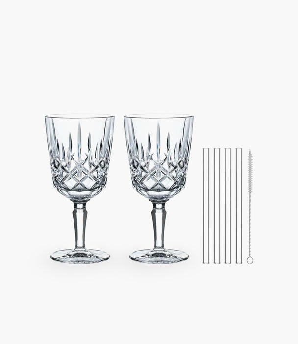 Noblesse Cocktail glasses Set of 2 with 4 Glass Straws