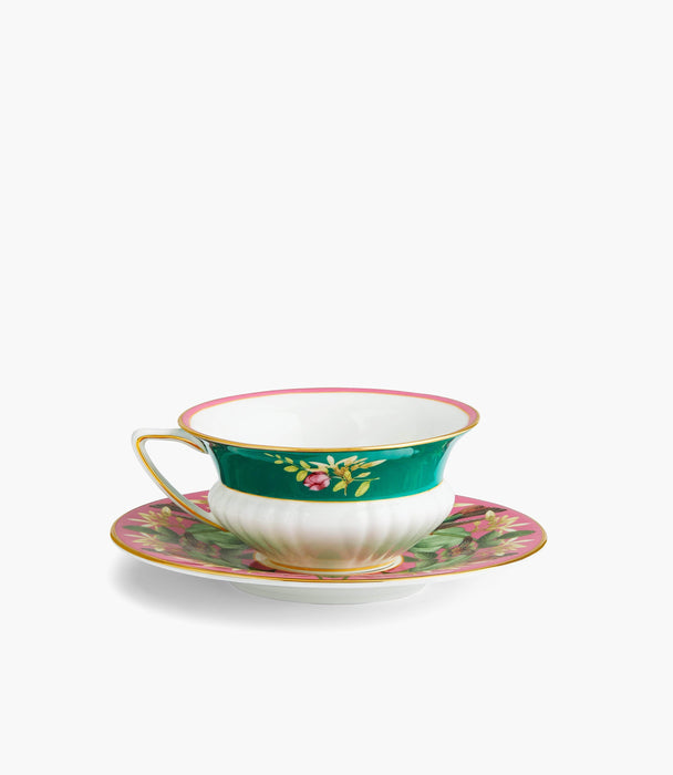 Wonderlust Pink Lotus Teacup and Saucer - Roomours