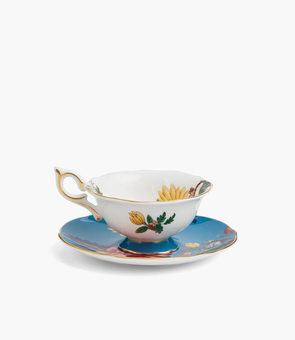 Wonderlust Sapphire Garden Teacup and Saucer - Roomours