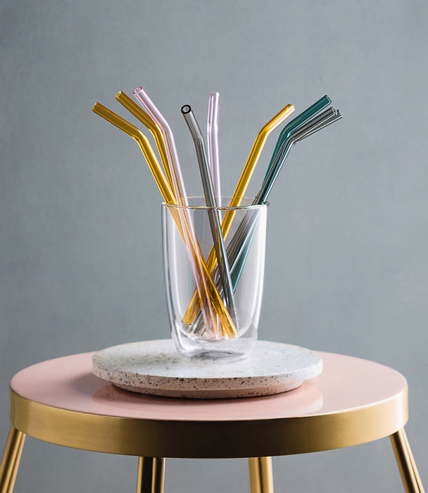 Artesano Hot&Cold Beverage Glass Straw Set 4 pcs