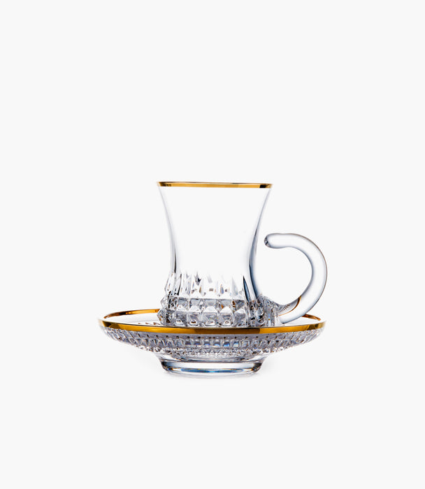 S/2 Diamond Platinum Tea Cup With Saucer (Old Code: 130878)