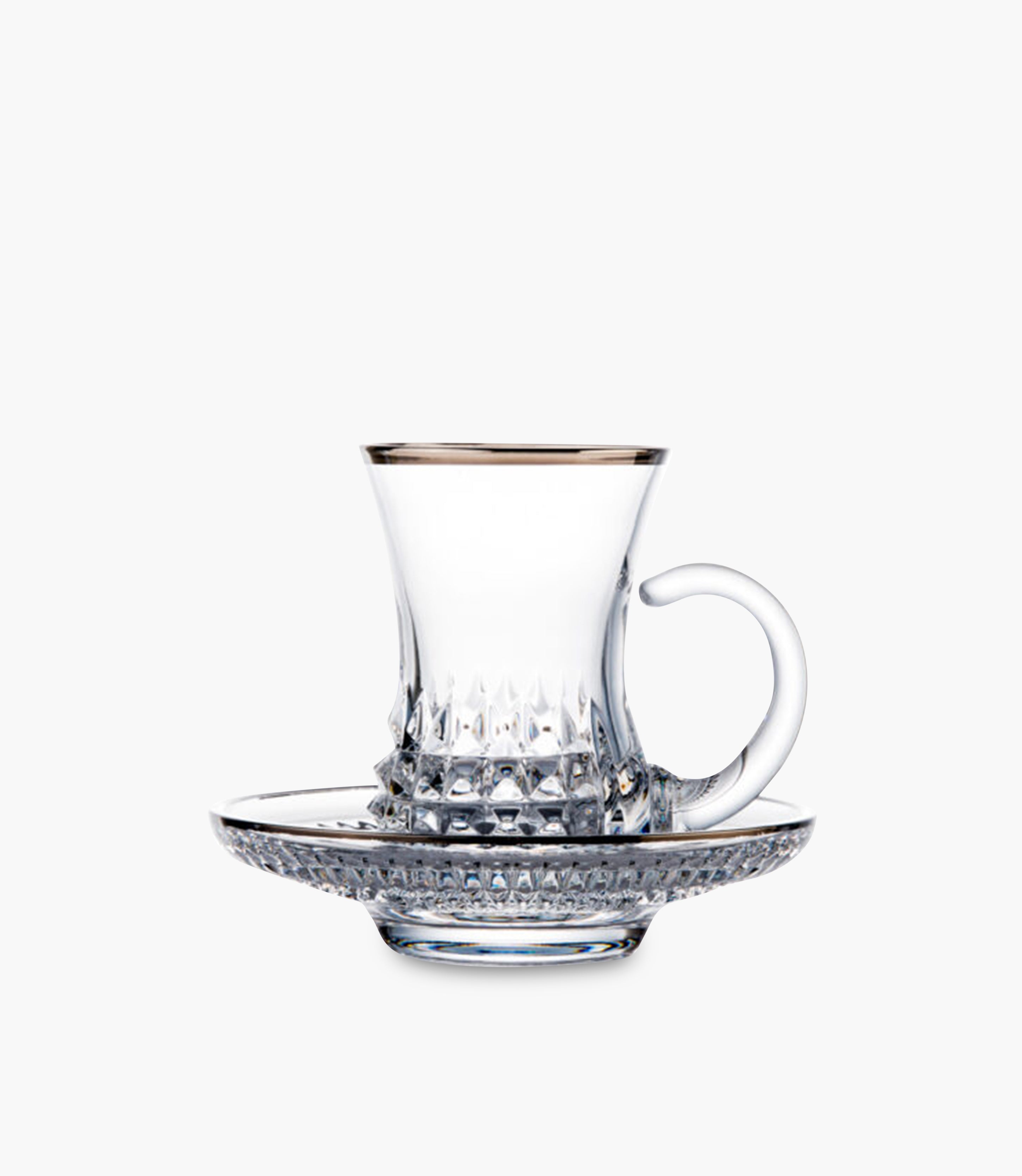 Diamond Platinum Tea Cup w/ Saucer Set of 2