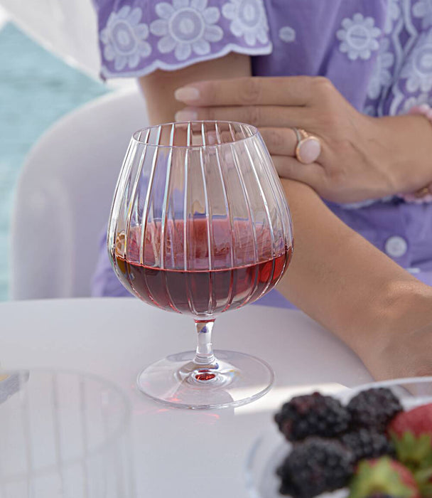 طقم كاسات شرب أفينيو كريستال بساق قصيرة وخطوط عمودية - عدد 2