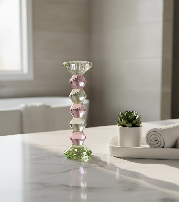 Taper Candle Holder Medium Pink 7*7*22.5cm