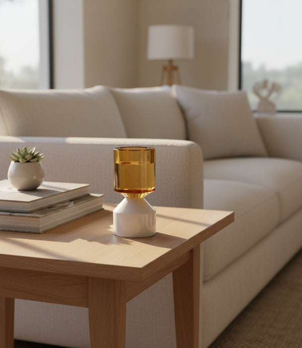 Tealight Holder Amber Small 6*6*12cm