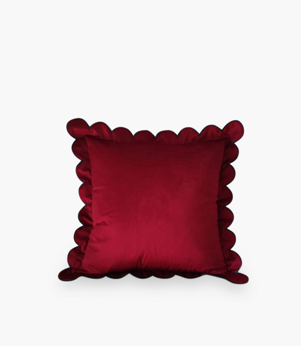 Wavy Edge Cushion Maroon 45*45cm