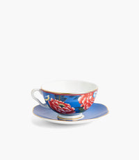 Paeonia Blush Teacup and Saucer Blue - Roomours