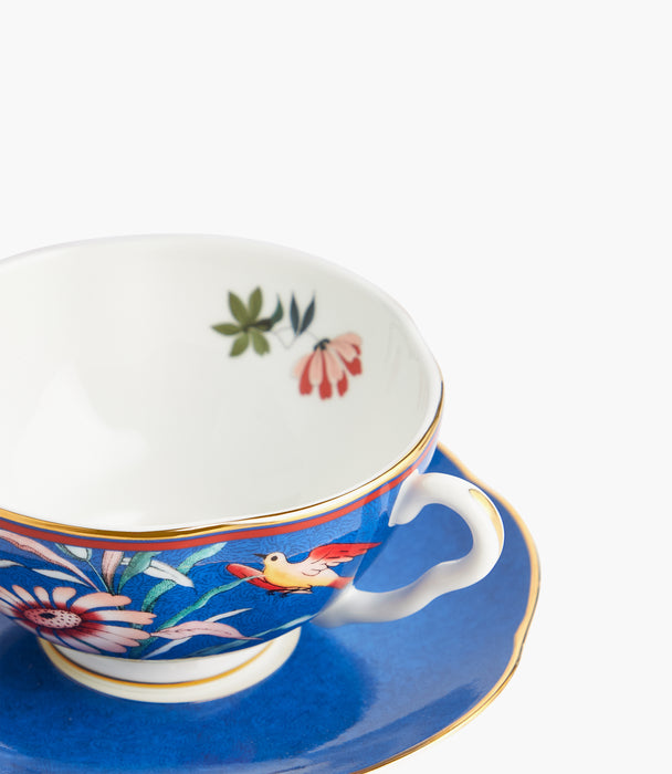 Paeonia Blush Teacup and Saucer Blue