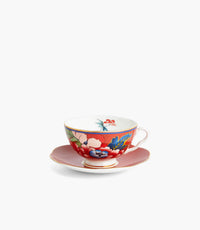 Paeonia Blush Teacup and Saucer Red - Roomours