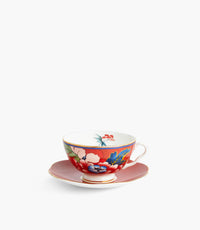 Paeonia Blush Teacup and Saucer Red