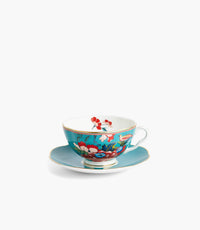 Paeonia Blush Teacup and Saucer Green - Roomours