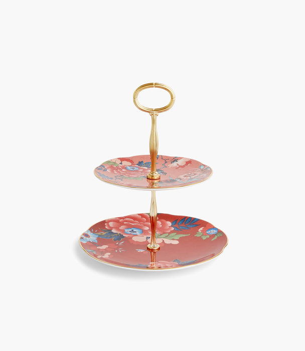 Paeonia Blush 2 Tier Cake Stand Coral