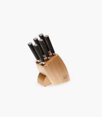 Knife Block 6 Pcs Stainless Steel & Wood Black - Roomours