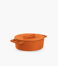 Casserole Pot Oval W/Lid Terra Cotto & Cast Iron 30x25cm
