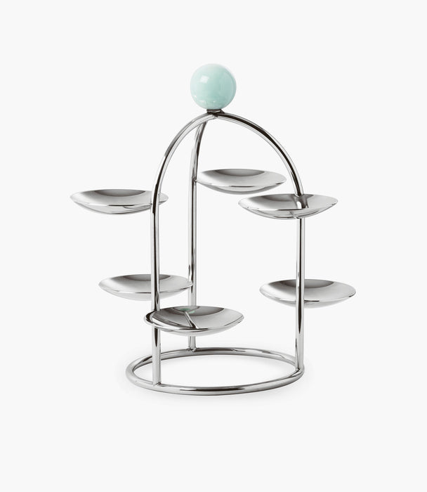 Penelope Pastry Stand W/ 6 Small Dishes S/Steel 19cm