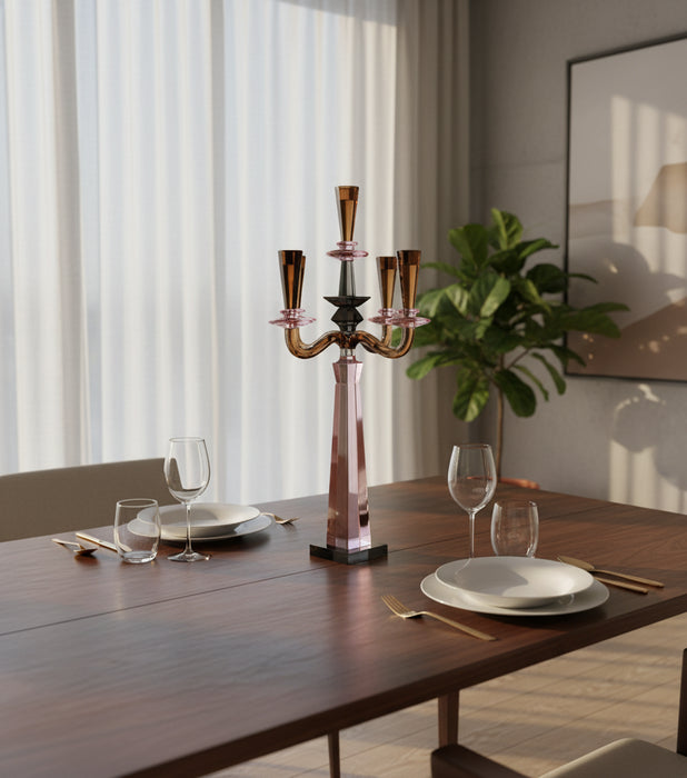 Candle Holder Amber 5 Arms 32*32*64cm