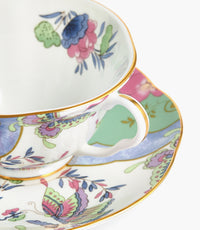 Butterfly Bloom Green Teacup and Saucer