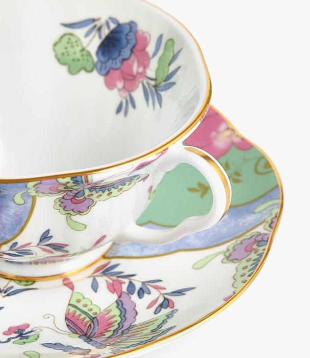 Butterfly Bloom Green Teacup and Saucer - Roomours