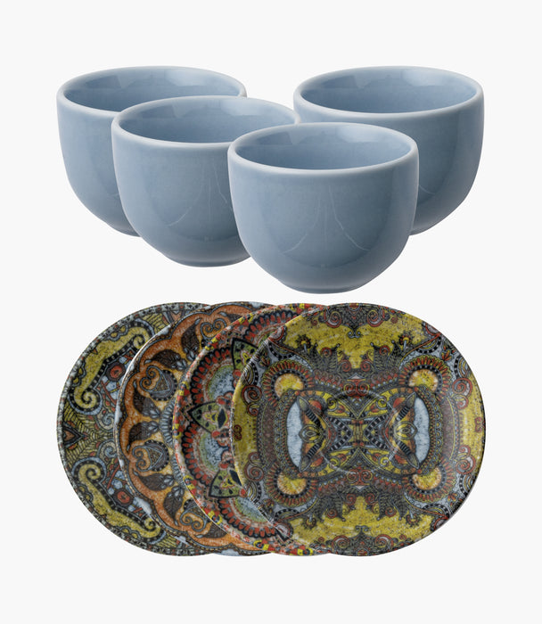 Mandala Set 4 Coffee Cups And Saucers Porcelain