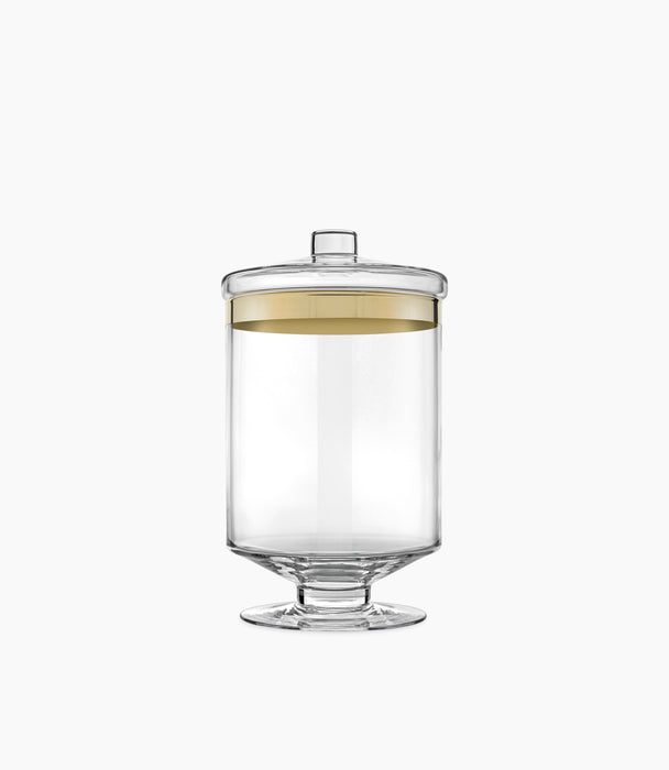 Avenue Tall Glass Jar – Clear with Gold, 30.5 cm