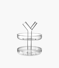 حامل كيك ومزهرية بيوني زجاجي شفاف من طبقتين