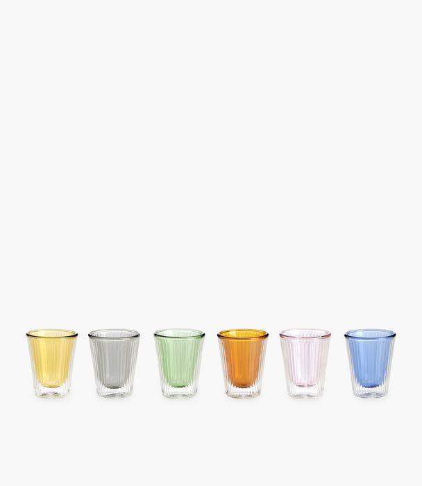 Narciso Borosilicate Pleated Coffee cup - Set of 6 Multicolo