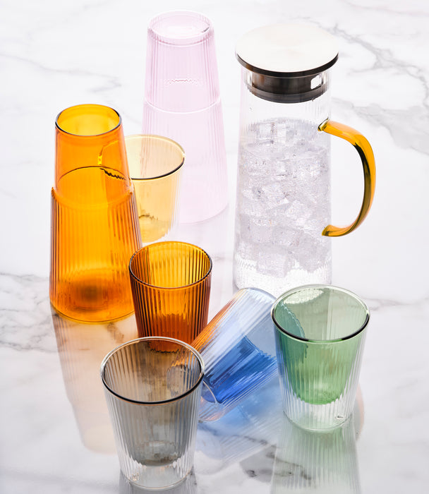 Narciso Borosilicate Pleated Coffee cup - Set of 6 Multicolo