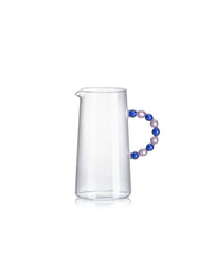 إبريق كوليير زجاجي شفاف بمقبض كهرماني وأخضر