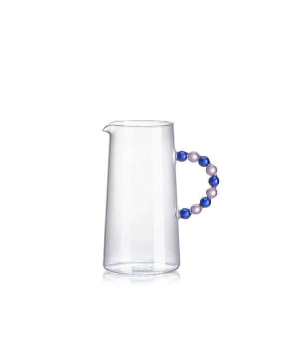 إبريق كوليير زجاجي شفاف بمقبض كهرماني وأخضر