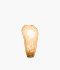 Carving Peach Satin Glass Vase – Vertical Wavy Stripes, 36 c