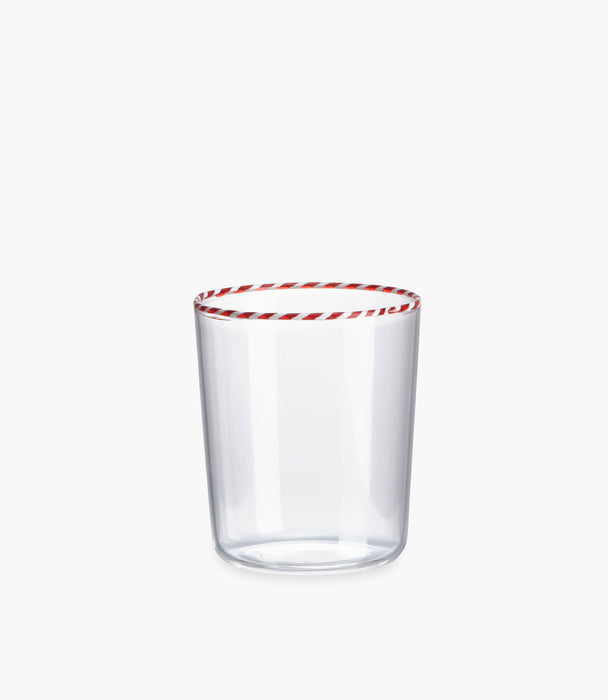 Sweet Borosilicate Glass Tumblers – Set of 4, Red/White Rim