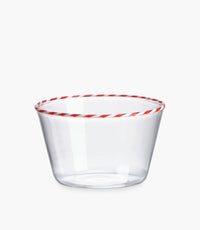 Sweet Borosilicate Glass cups– Set of 4, Red/White Rim