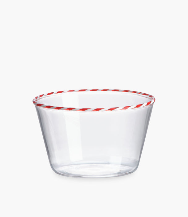 Sweet Borosilicate Glass cups– Set of 4, Red/White Rim