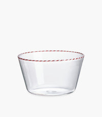 Sweet Borosilicate Glass Bowl Red/White Rim Diam 18cm
