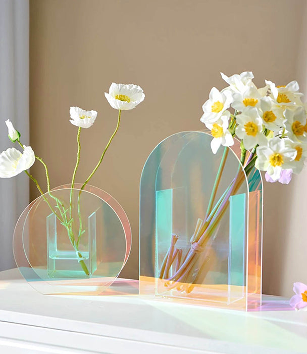 Oliver Iridescent Small Vase - Clear - Roomours