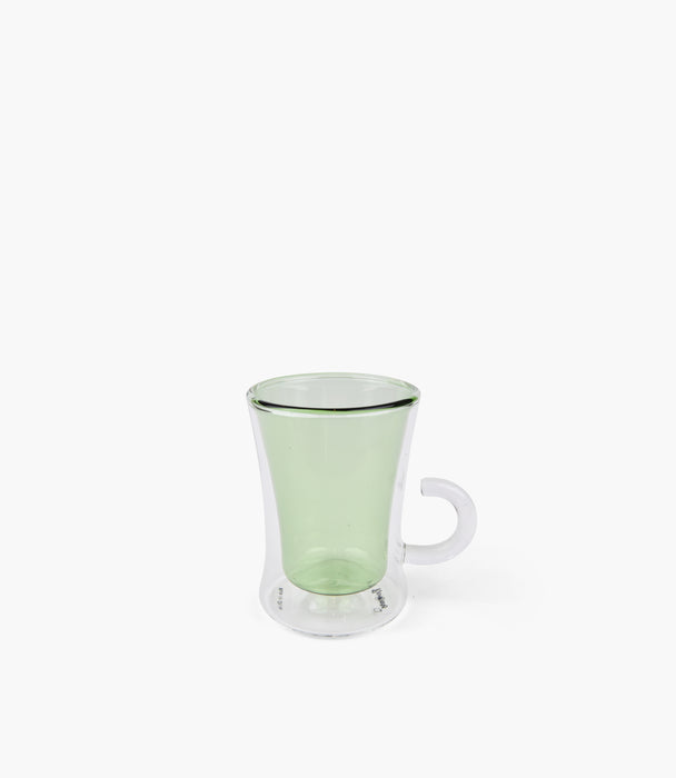 Green Handle Clear Tea Cup S/2