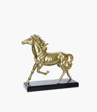 Resin Horse Gold With Black Base 27cm