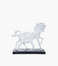Resin Horse White Mother & Baby W/Black Base 29.5cm