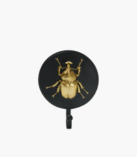 Resin Wall Décor Black With Gold Rhinoceros Beetle 18cm N-2