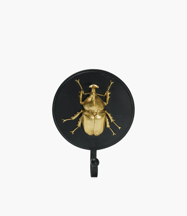 Resin Wall Décor Black With Gold Rhinoceros Beetle 18cm N-2