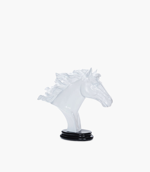 Resin Horse Head White With Black Base 46cm
