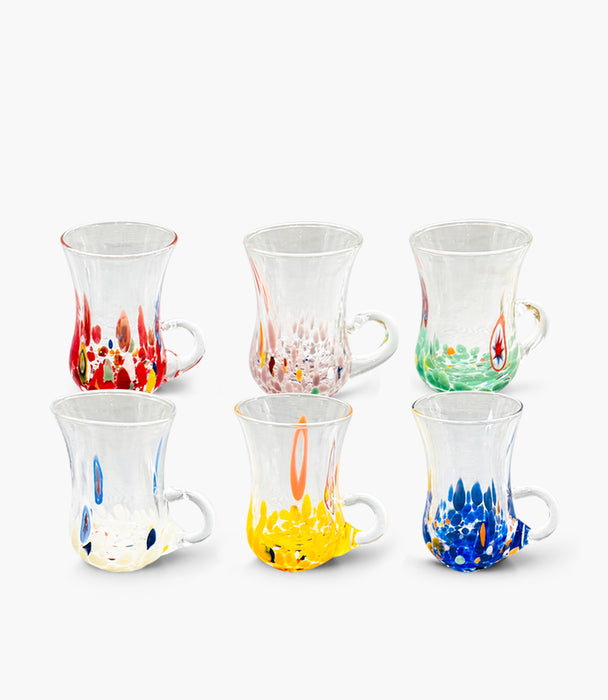 Elenoire Turkish Mug Handle/ Flame W/Color Flakes S/6