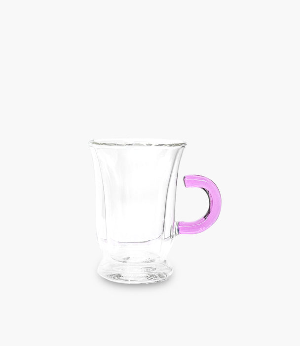 Clear Handle Pink Tea Cup S/2 100mL