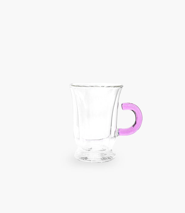 Clear Handle Pink Tea Cup S/2 100mL - Roomours