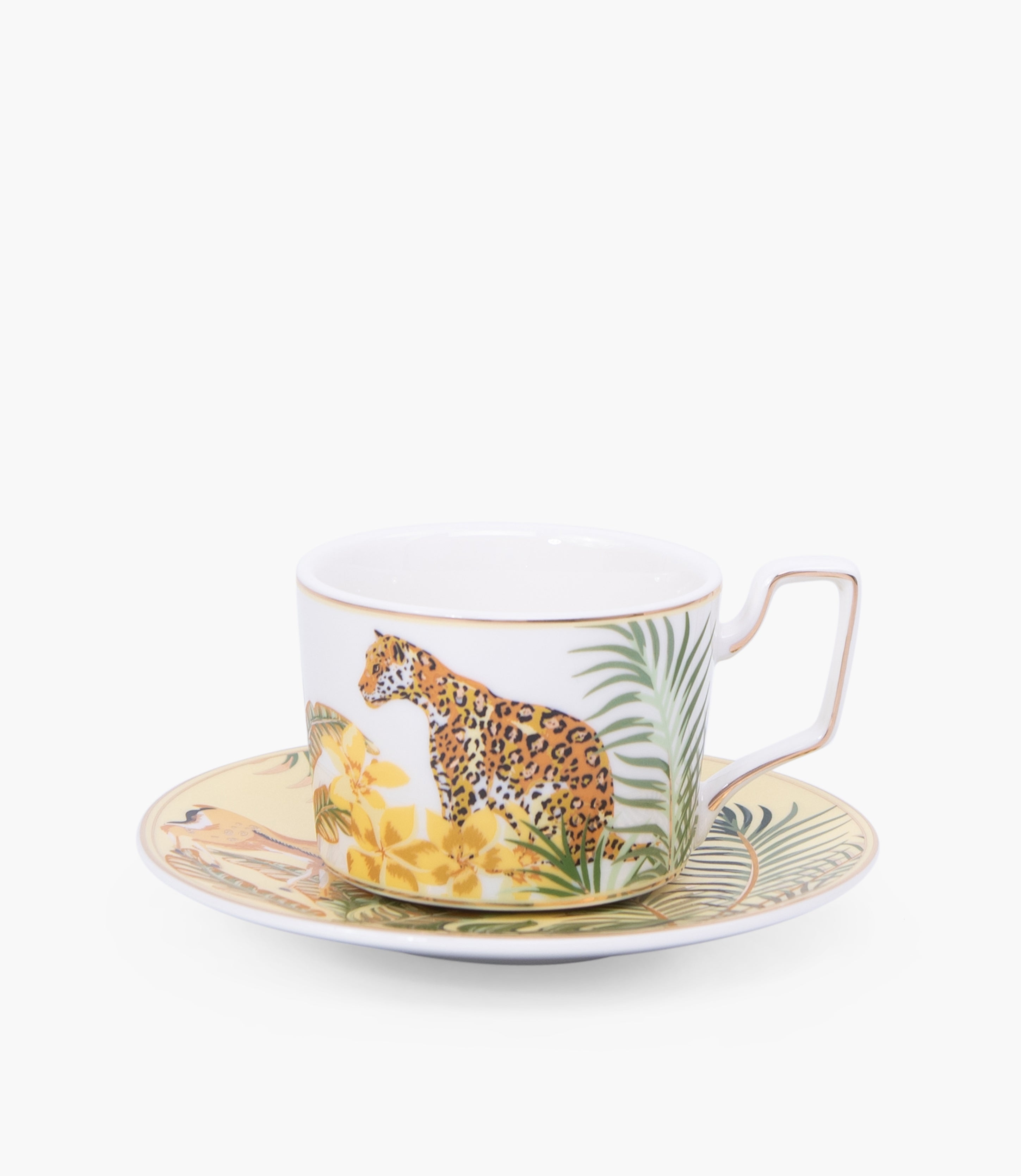 Leopard Coffee Cup W/Saucer 220mL Yellow